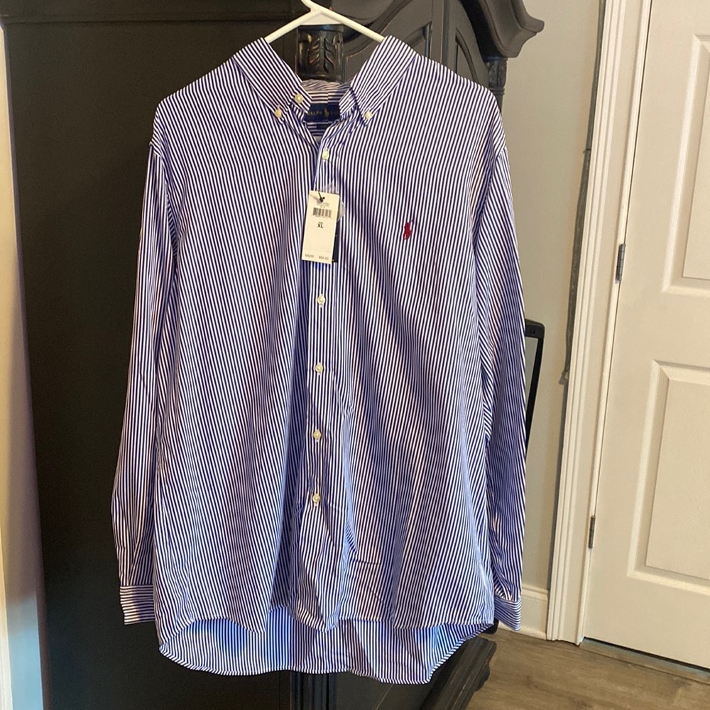 Navy blue white striped shirt extra large Ralph Lauren brand new never worn